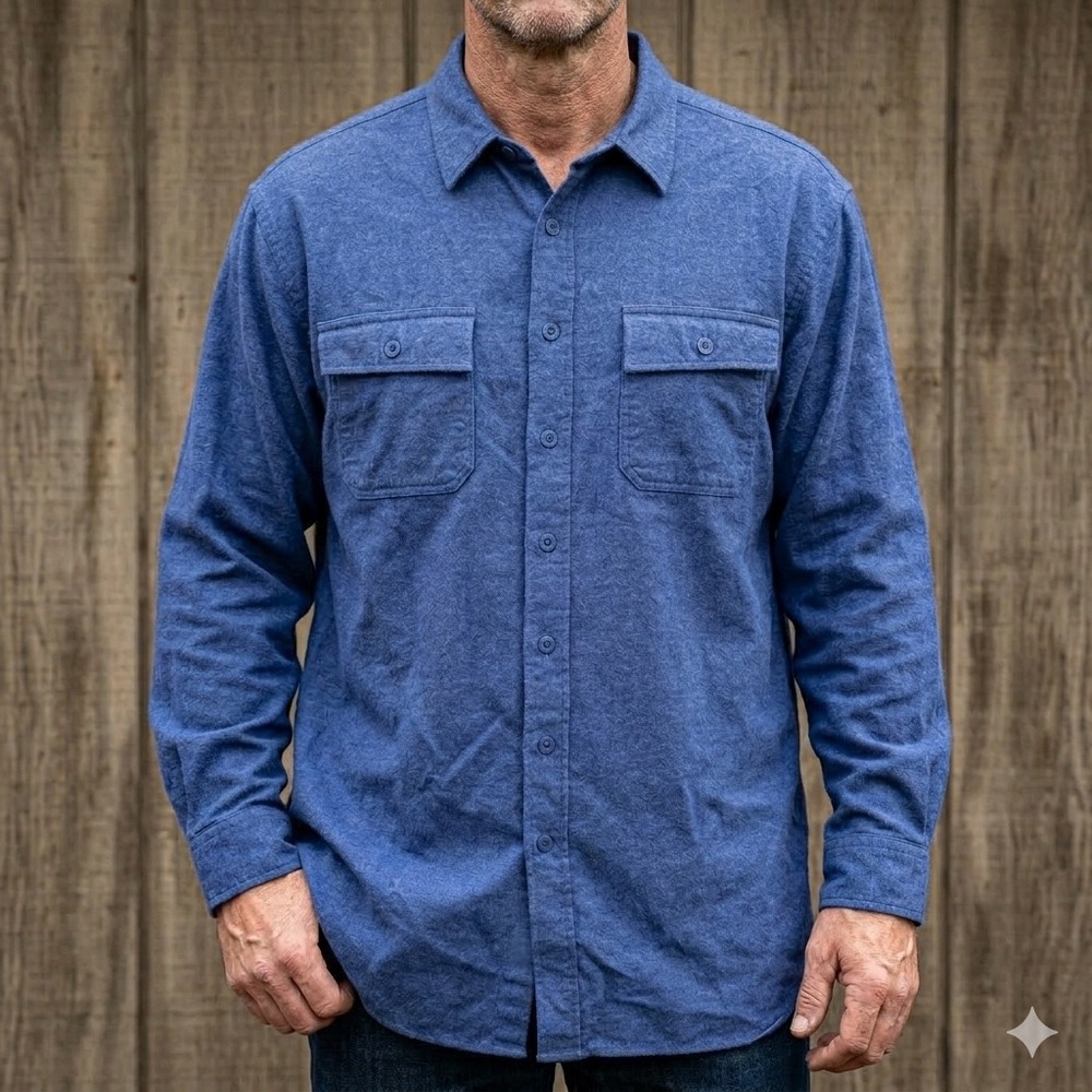 LL Bean Mens Chamois Cloth Shirt Blue Cotton‎ Button Down XL Tall Outdoor
